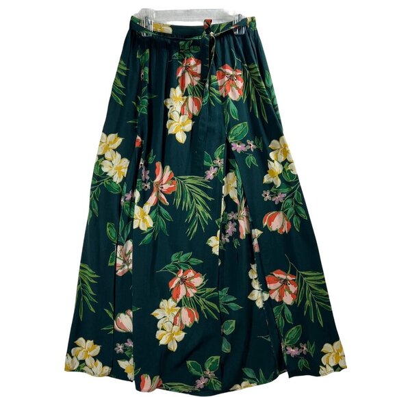 Anthropologie Patrons Of Peace Floral S Flowy Maxi Skirt Green Resort Bloomcore - Picture 2 of 16